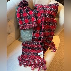 Maurices Red and Black Knit Accessory Set